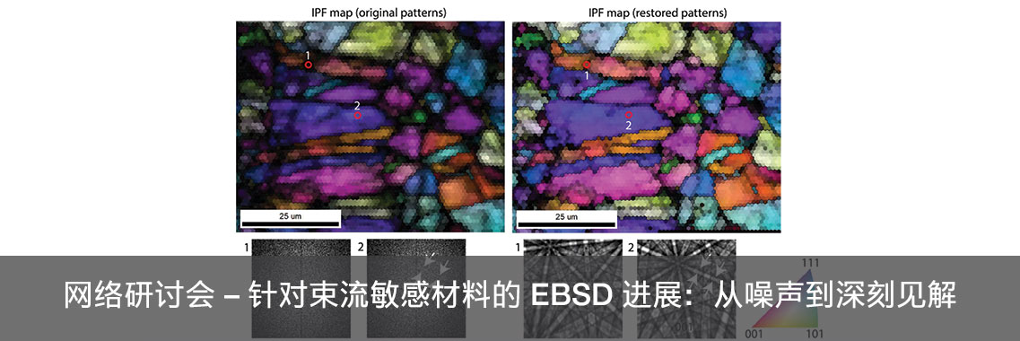网络研讨会 – 针对束流敏感材料的 EBSD 进展：从噪声到深刻见解